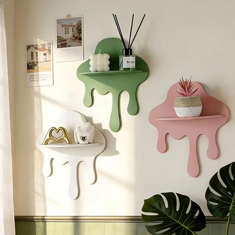 1-Piece Cloud-Shaped Wall Storage Rack Modern Art Cloud Shape Wall Storage Shelf Wall-Mounted Simple Homestay Home Decoration