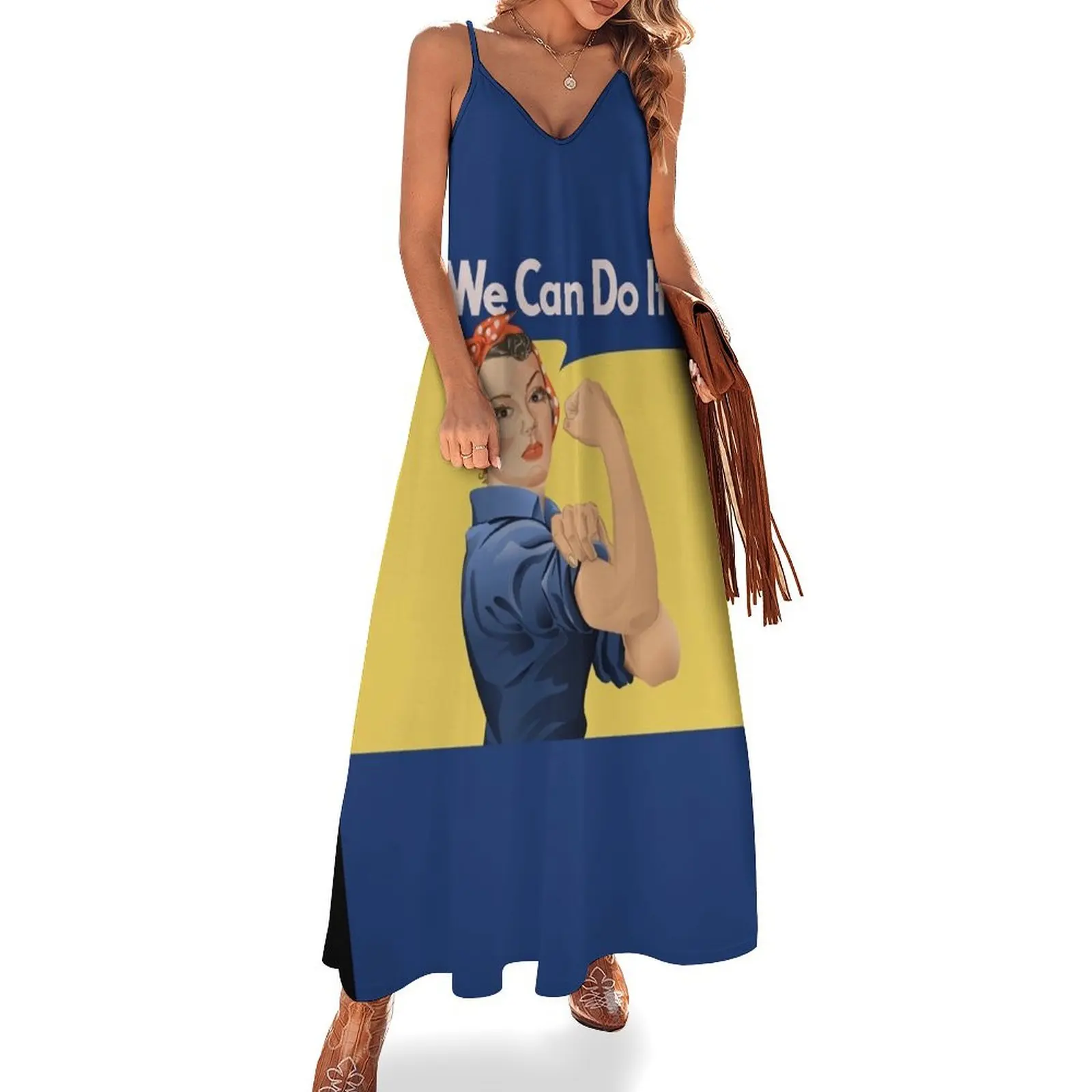 

Rosie the Riveter Sleeveless Dress Long dresses Woman clothes Long veiled dresses Dress