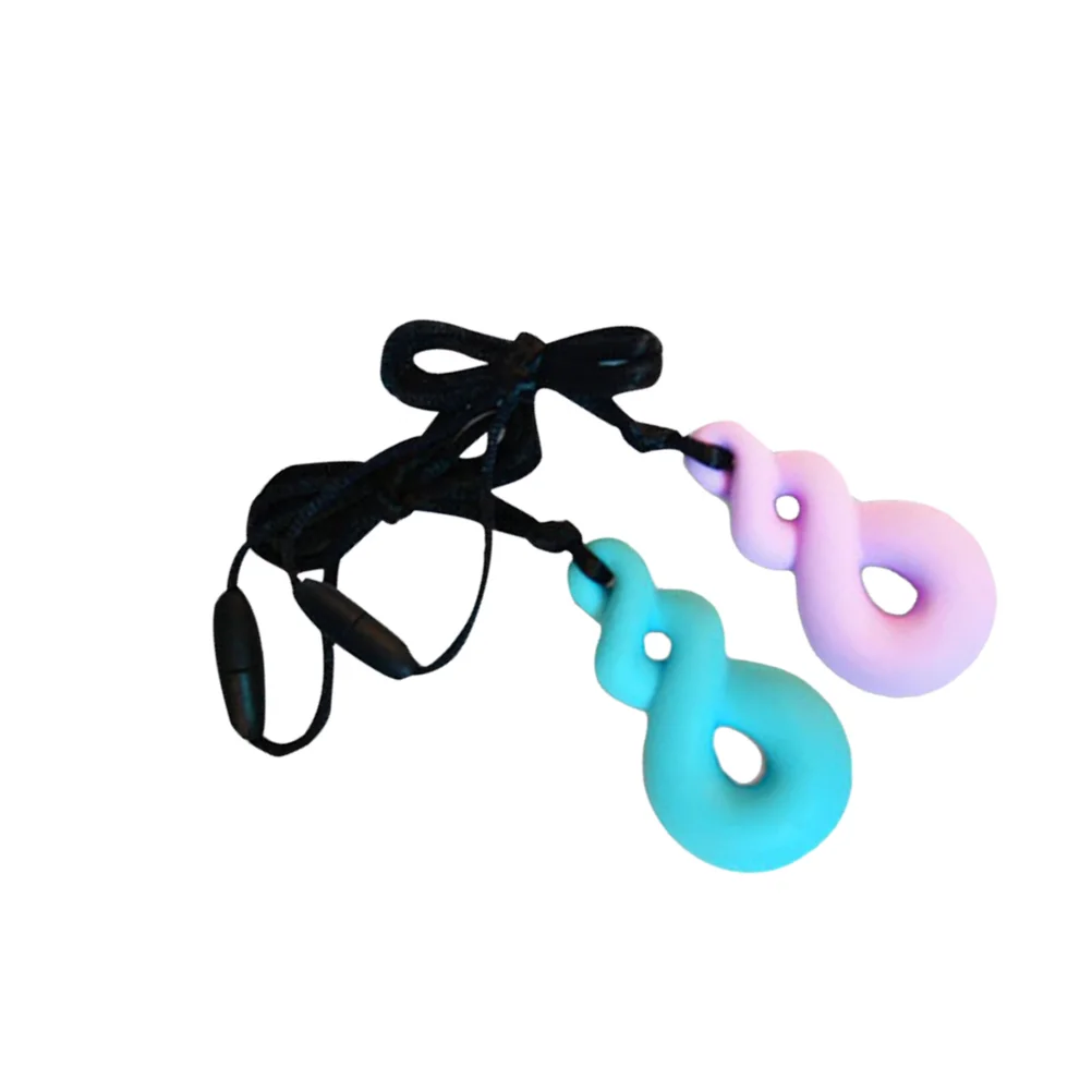 2Pcs Chewing Necklace Calming Chew Necklace for Autism ADHD Oral Motor Chewing Biting Teething Needs (Light Blue and Purple)