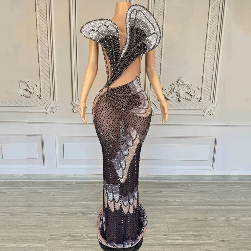 Schmetterling Strass Abendkleider Frauen Jazz Dance Kostüme Bühne Leistung Party Festival Outfit Sänger Show Gala kleid