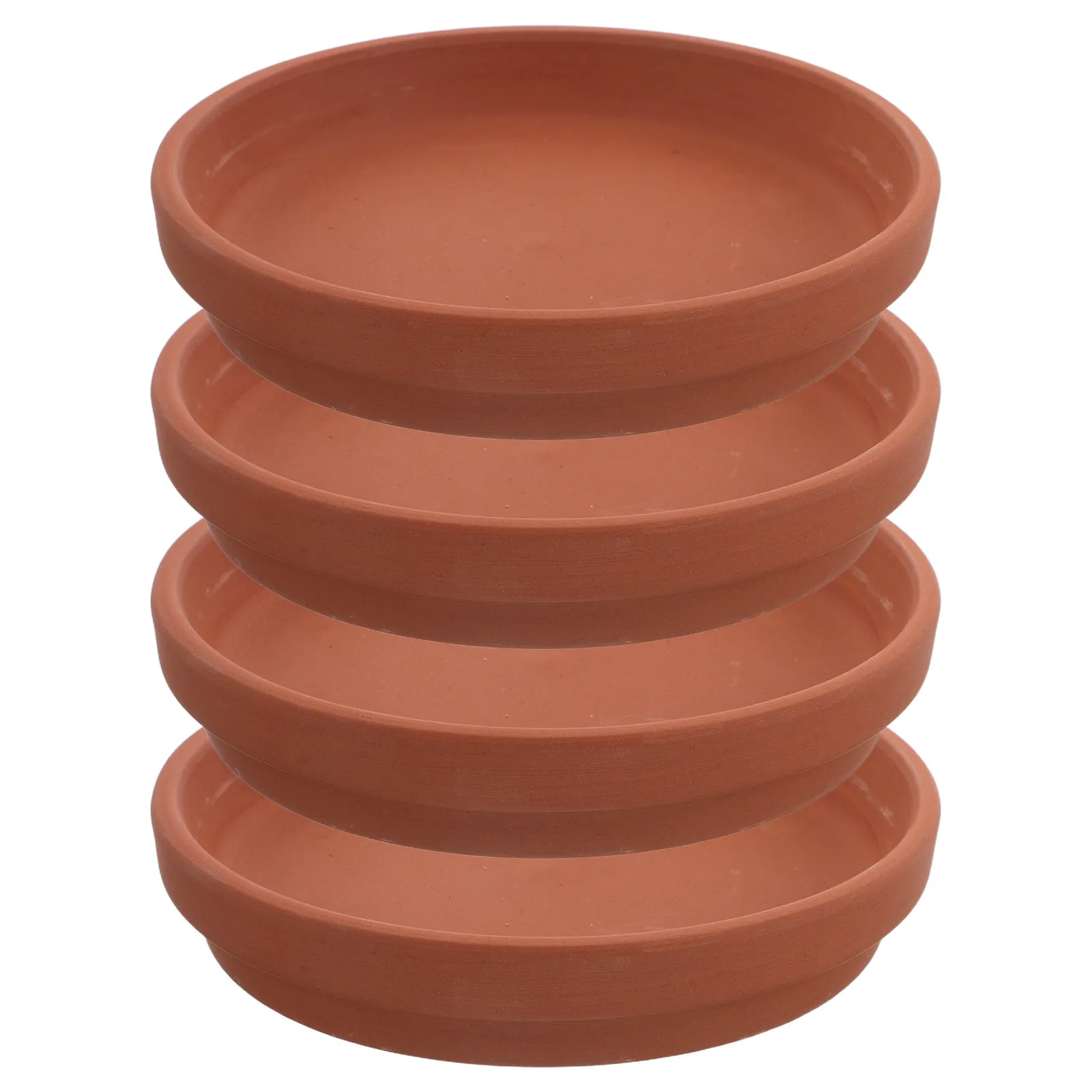 4Pcs 5 Inch Terracotta Planter Saucer Handcrafted Clay Plant Water Tray Small Round Drip Tray for Flower Pots Indoor Outdoor Use