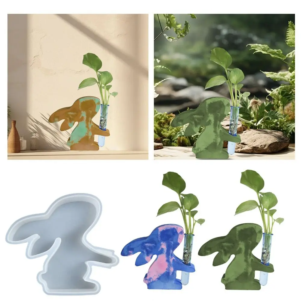

Cartoon Easter Bunny Vase Molds Silicone Handmade Rabbit Hydroponic Vase Molds Cute 3D Plaster Drop Glue Mold Table Decoration