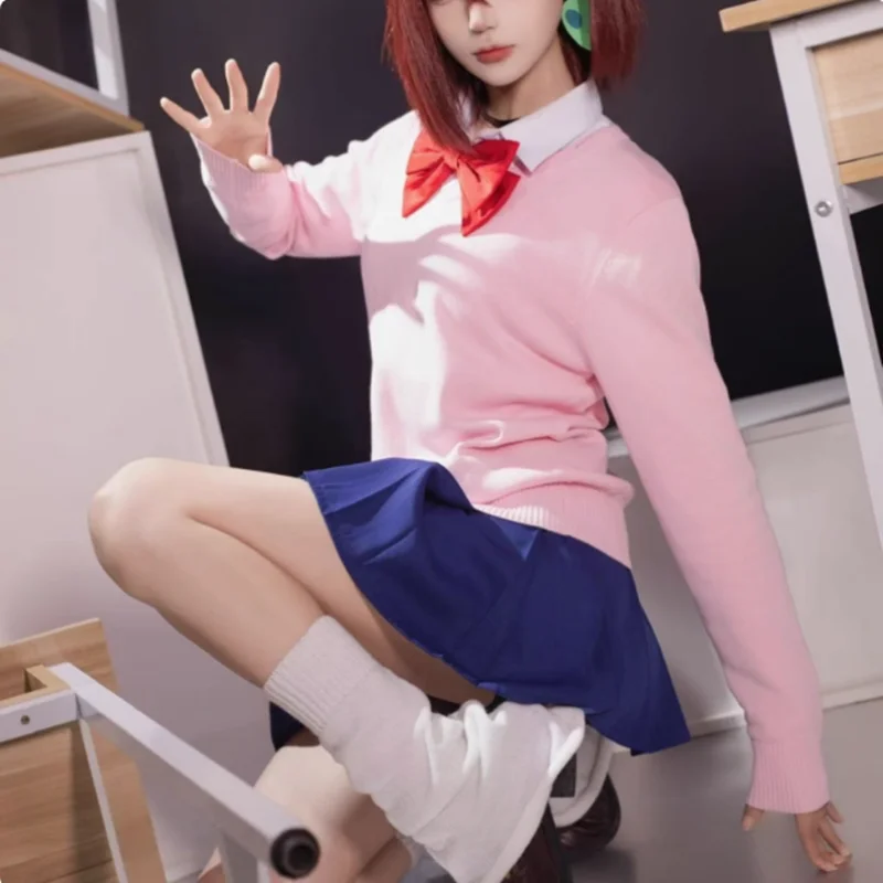 

Anime Dandadan Momo Ayase Cosplay Costume Wig Dress Skirt School Uniform Earrings Choker Halloween Party for Girls Women