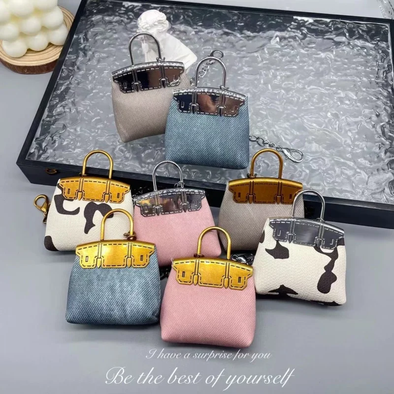 Mini Keychain Cute Cowboy Color Small Square Bag Pendant Ornament Creative Kawaii Car Decoration Handbag Accessories