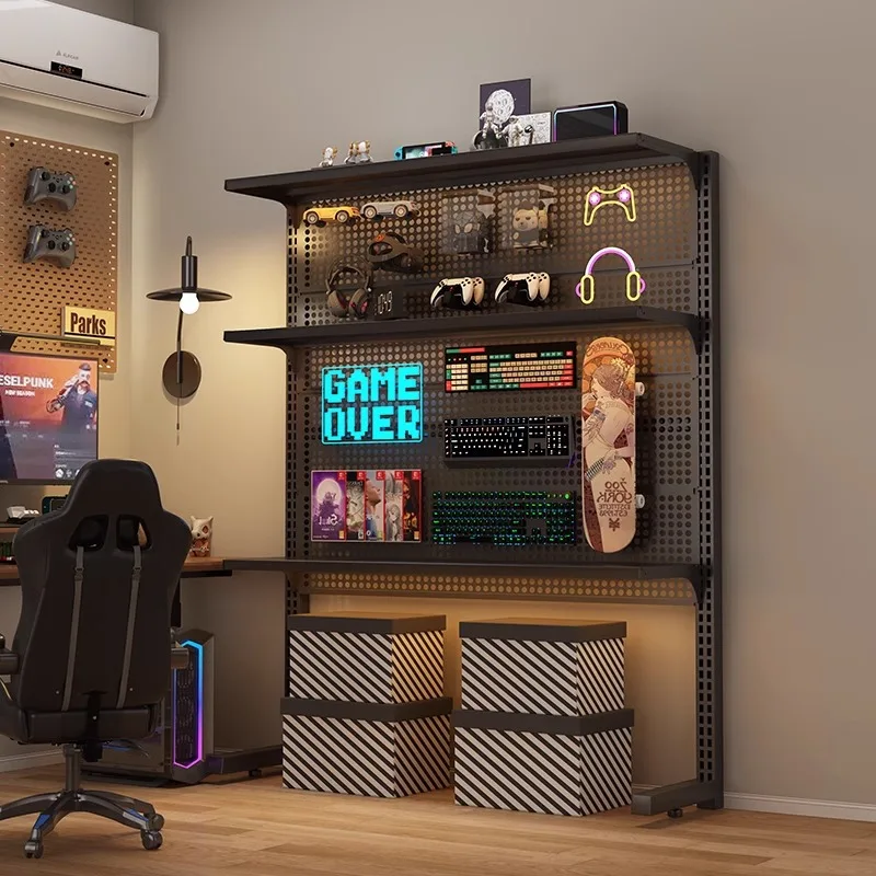 #Vertical perforated board storage rack floor-free punching-free organizing shelf e-sports room renovation decorative metalstora