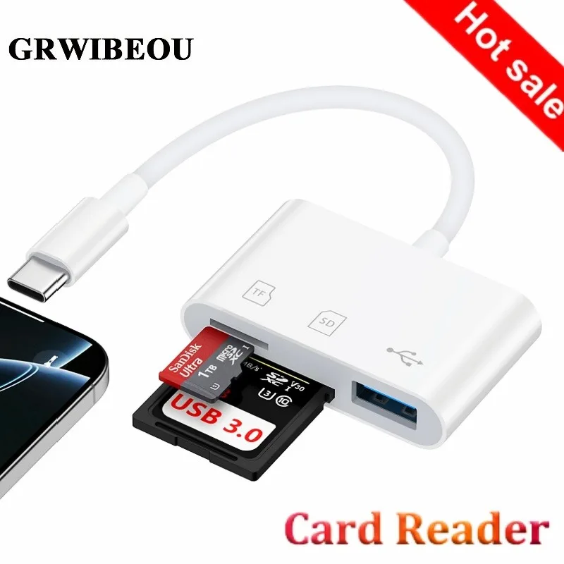 3-in-1/2-in-1 Type-C USB C Card Reader Adapter with SD&TF Ports for U-Disk Macbook Laptop Phone Multi Functional Card Reader