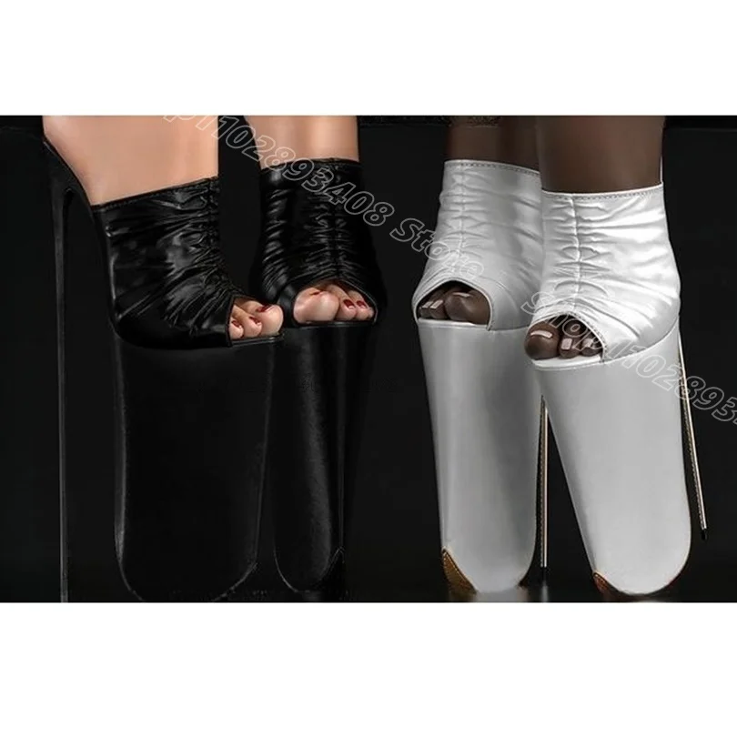 

Black Slip on Stiletto Slippers Open Toe Super High Heels Pleated New Stylish Women Summer Slippers 2025 Zapatos Para Mujere