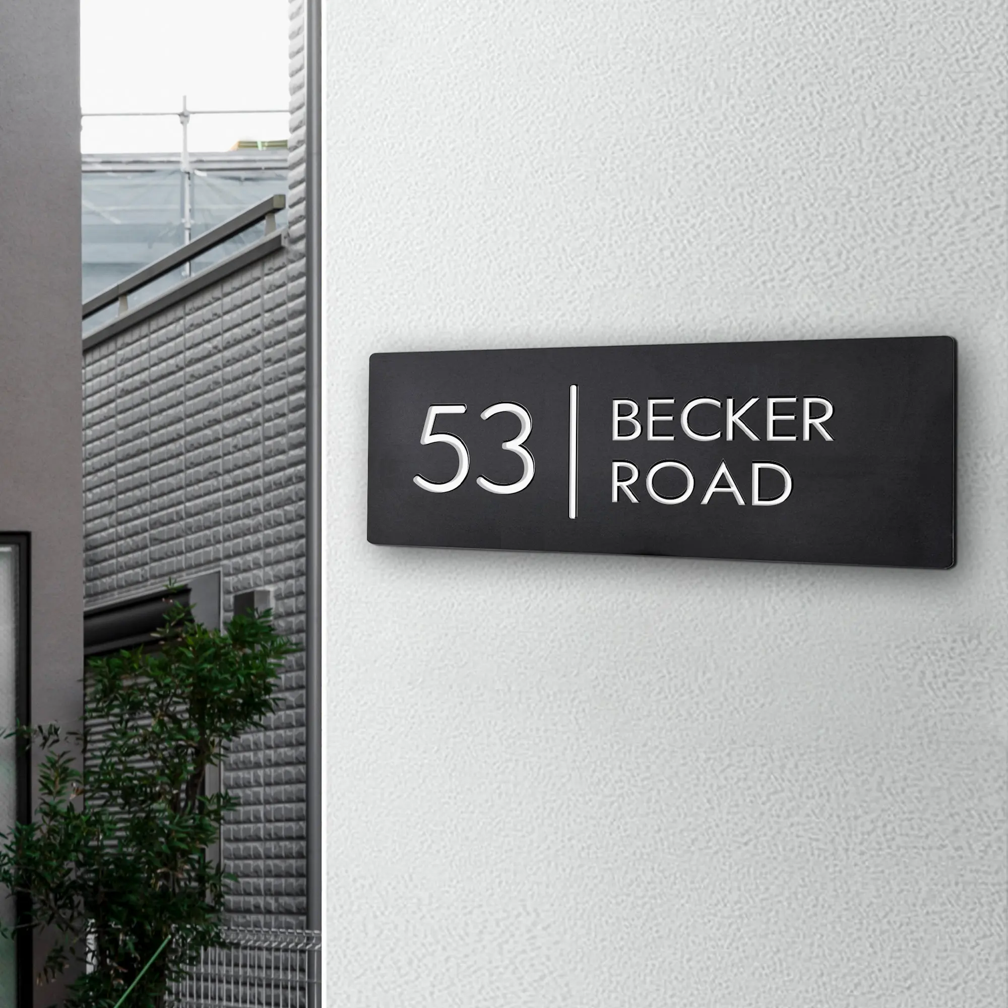 Customized Personalized Laser Cut Acrylic Modern House number Address Contemporary Street Address  Sign Hotel Optional Mailbox