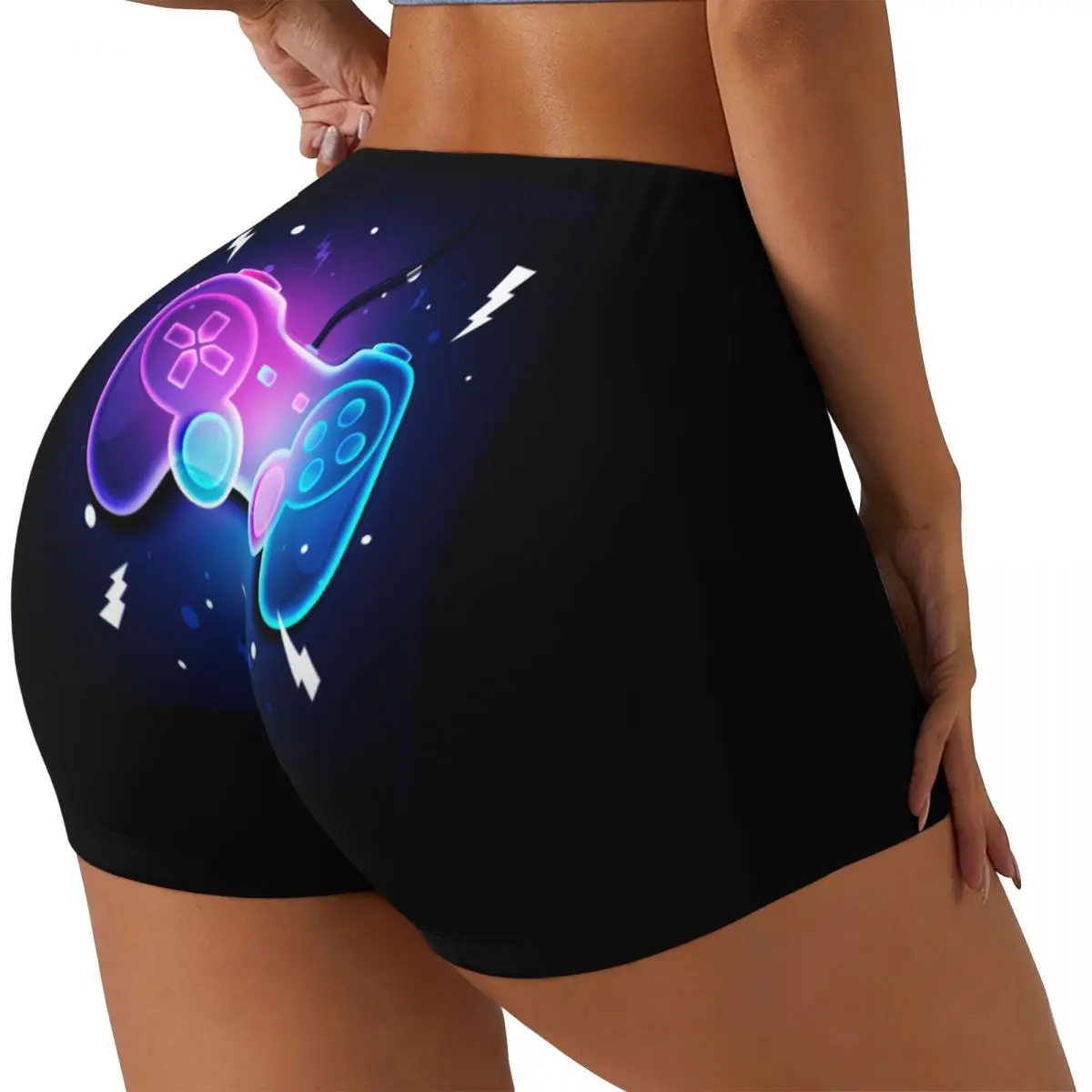 Custom Gamer Gaming Controller Gym Volleyball Biker Shorts Women Geek Gaming Controller Workout Yoga Shorts