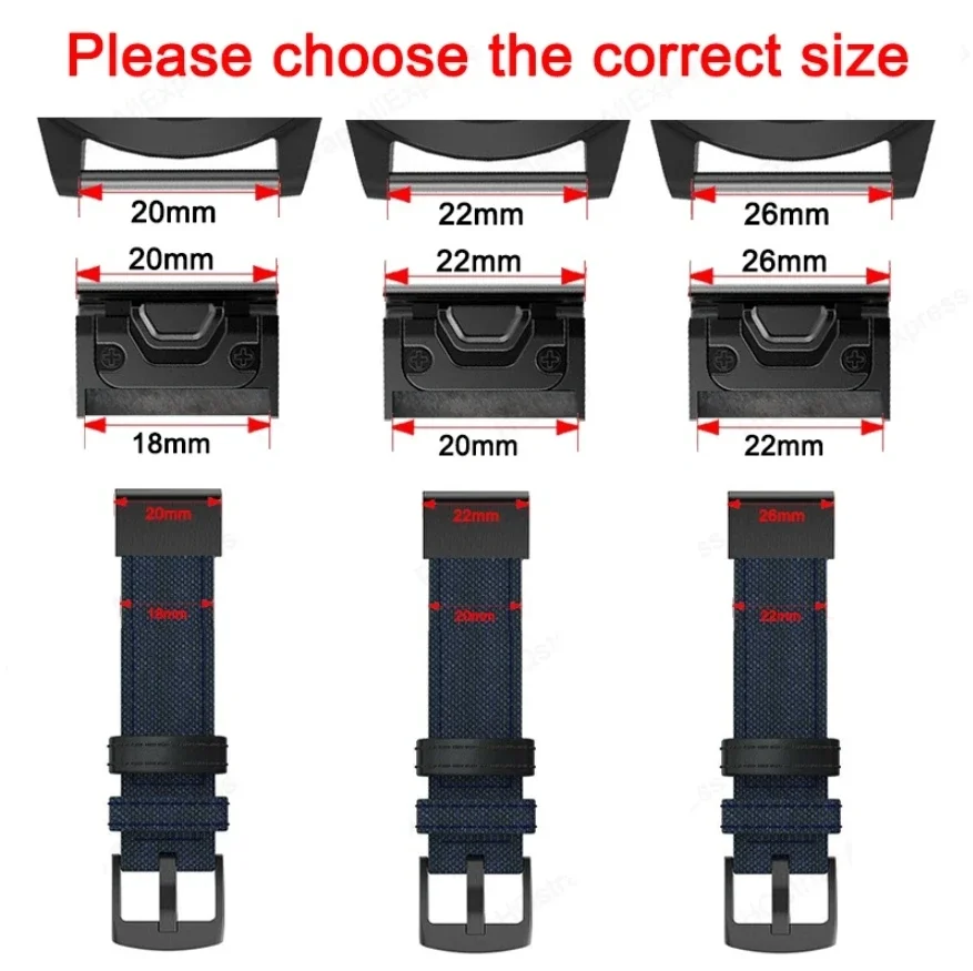 Adattatore Quick Fit 26mm 22mm 20mm per Garmin Fenix 5s/5/5X/5XPlus/6s/6/6X Pro/7/7x/Forerunner945 Orologio Easyfit Connettore fibbia