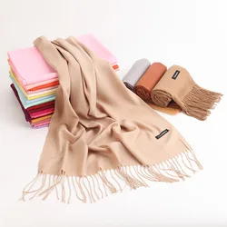 Fashion Solid Color Women Scarf Winter Hijabs Tessale Tassels Long Lady Shawls Cashmere Pashmina Hijabs Scarves Wraps