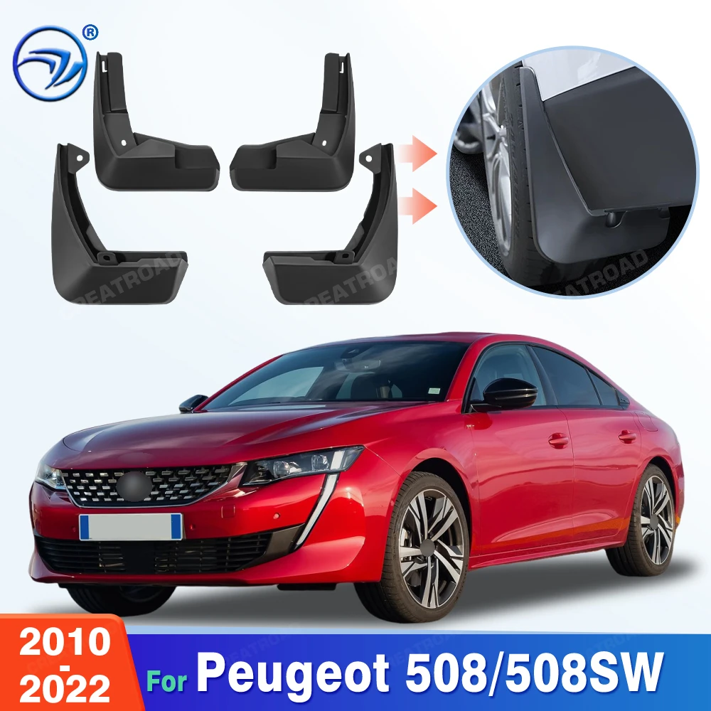 Custom Fit 4PCS Mud Flaps for Peugeot 508 508SW 2010-2022 No Drilling Splash Guards Mudguards Car Fender Accessories