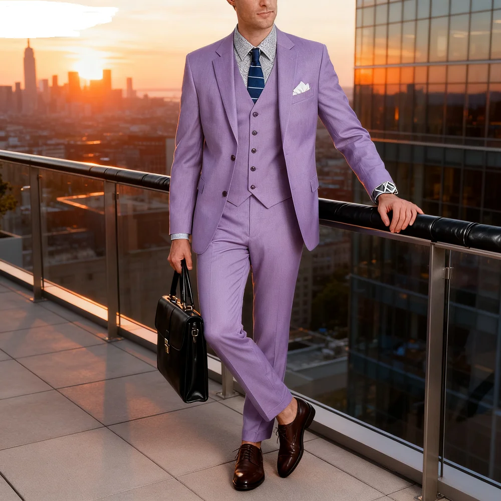 

Elegante Green Wedding Suit Men's Smoking Terno 3-Piece Ensemble Notch Lapel Jacket Pants Vest Fine Fit Business Outfit