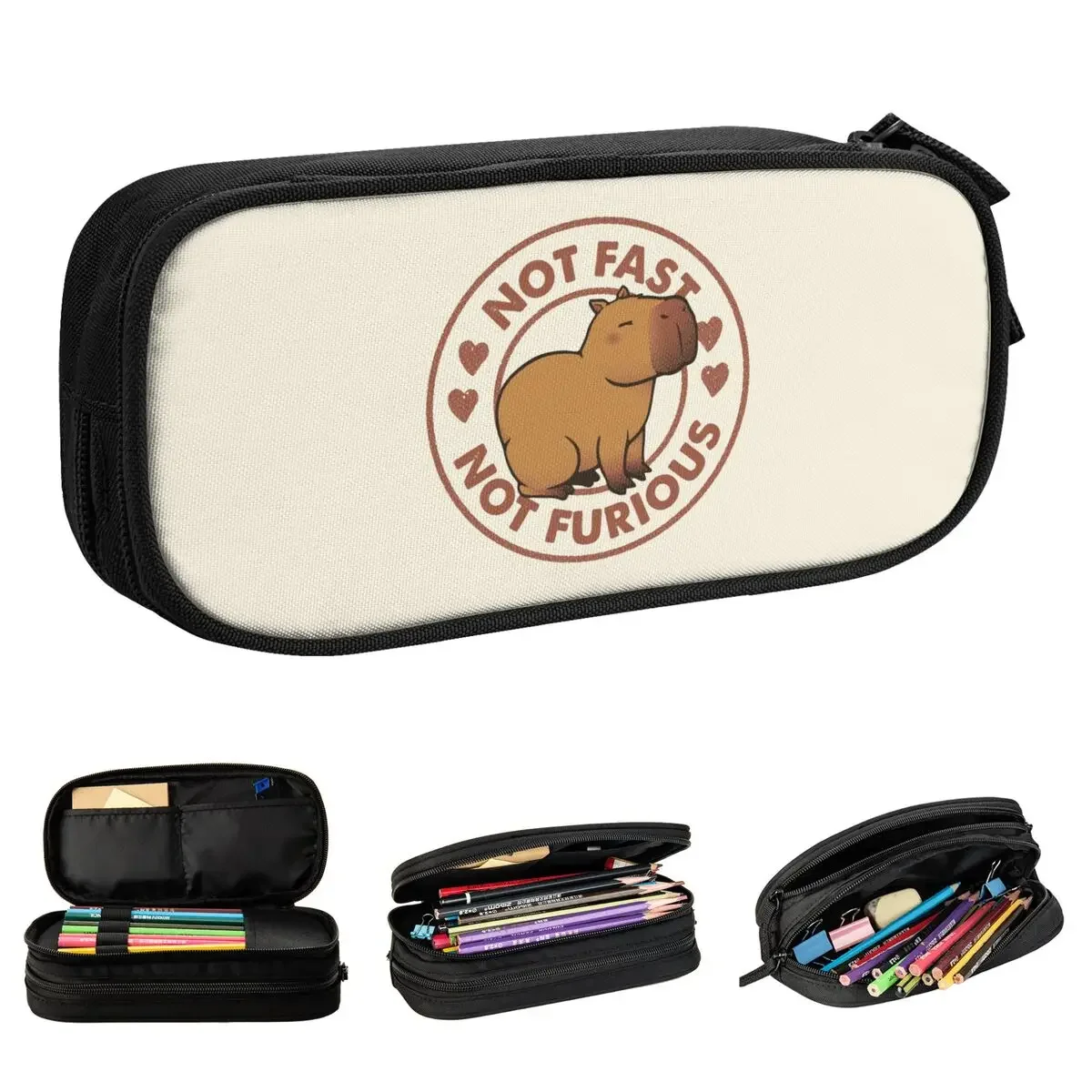 Fashion Not Fast Not Furious Capybara Pencil Cases Tobe Fonseca Pencilcases Pen for Student Large Bag Students School Zipper