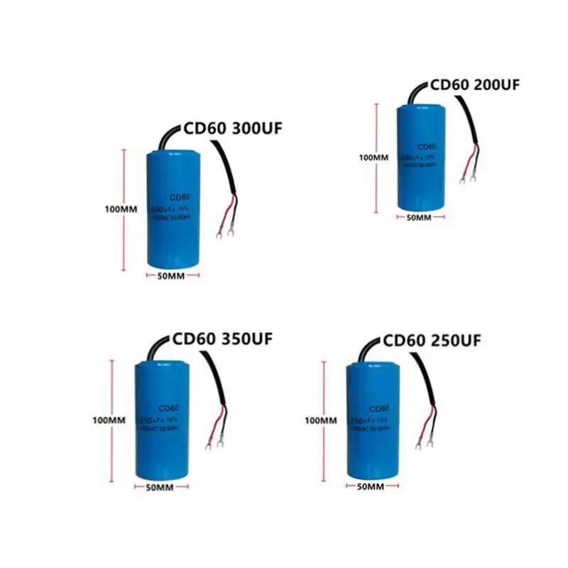 200uF 250V AC CD60 Run Capacitor 50 60Hz Pre-Wired for Motor Air Compressor Repair Replacement Works