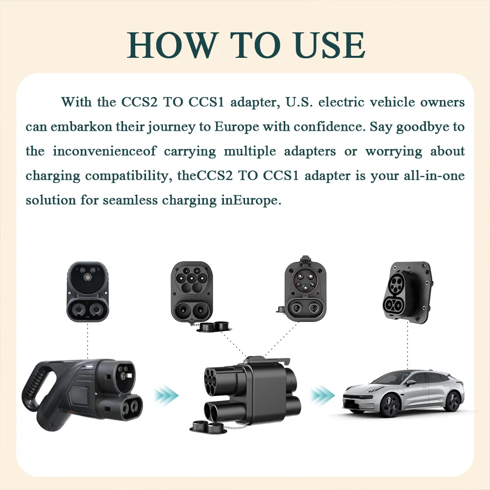 AC 8KW 최대 CCS2에서 CCS1로 DC 4000KW 고속 전기차 충전 어댑터 CCS2에서 CCS1로 전기차 충전기용 썸네일 3