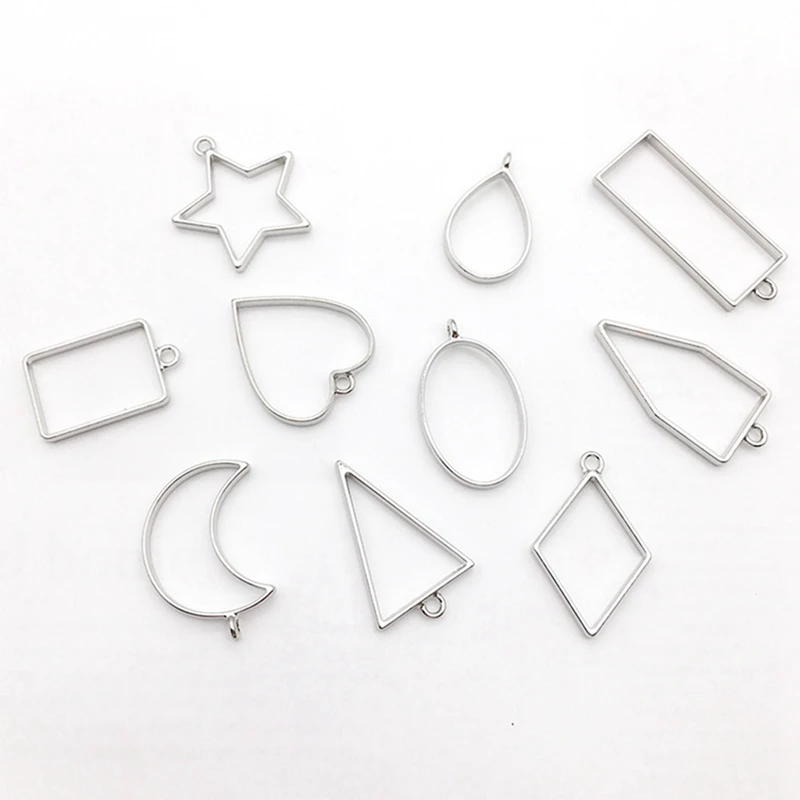 60X Metal Geometric Hollow Frame Frame Mold UV Epoxy Resin Mold For DIY Jewelry Making Result Round Pendant