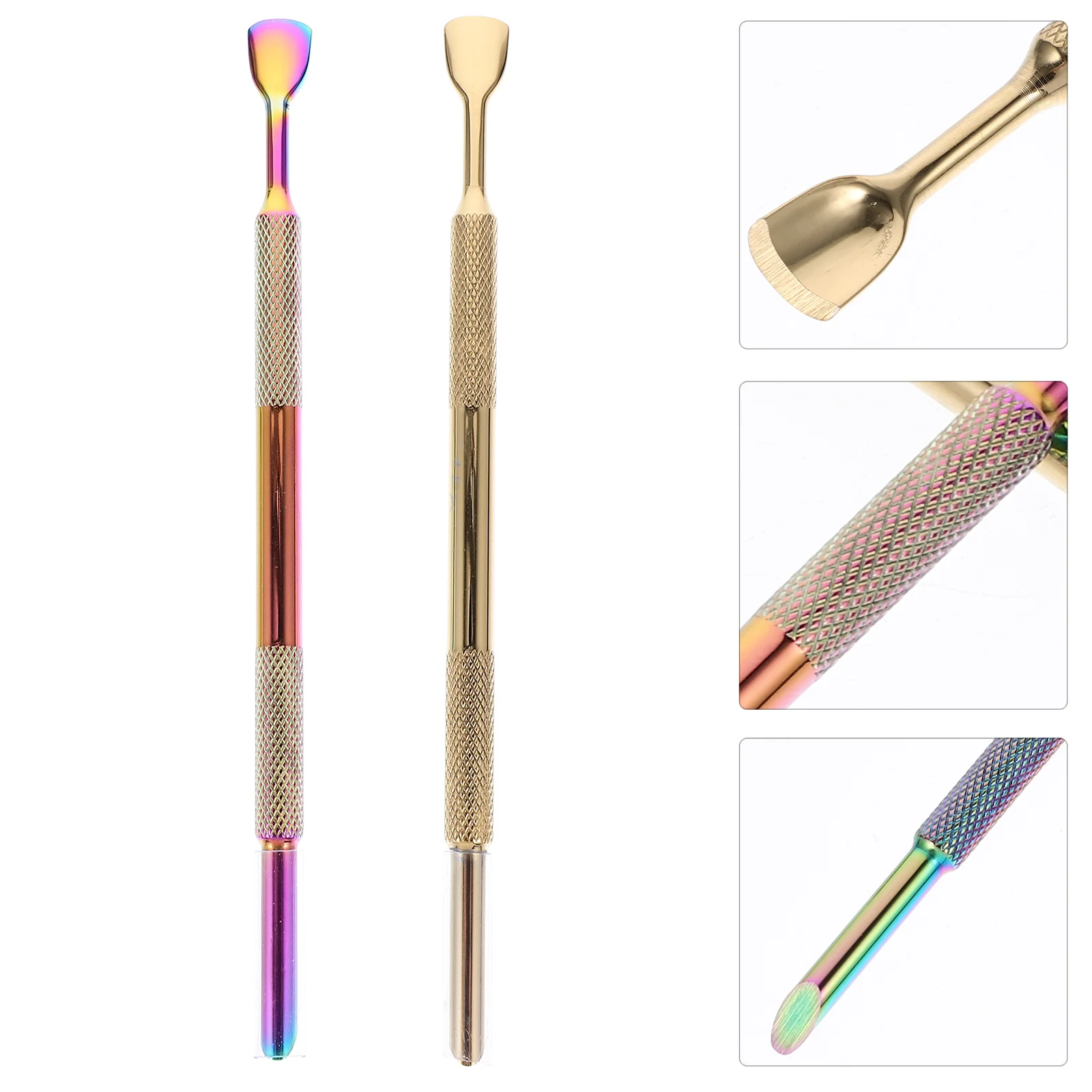 2Pcs Edelstahl Nagel Werkzeuge Häutchen Pusher Dead Skin Remover Maniküre Pediküre Nagel Reinigung Werkzeug Metall Häutchen Reinigung