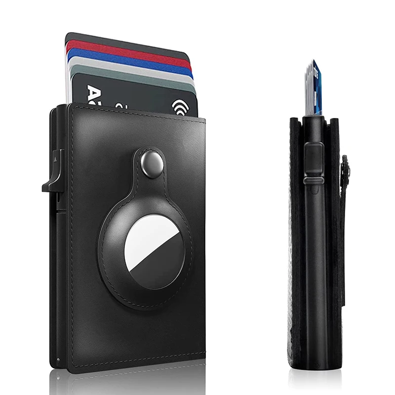 

Умный кошелек для Airtag Apple Crazy Horse из натуральной кожи, мужской кошелек для наличных, кредитных карт, тонкий дизайн, мужской кошелек с держателем Airtags