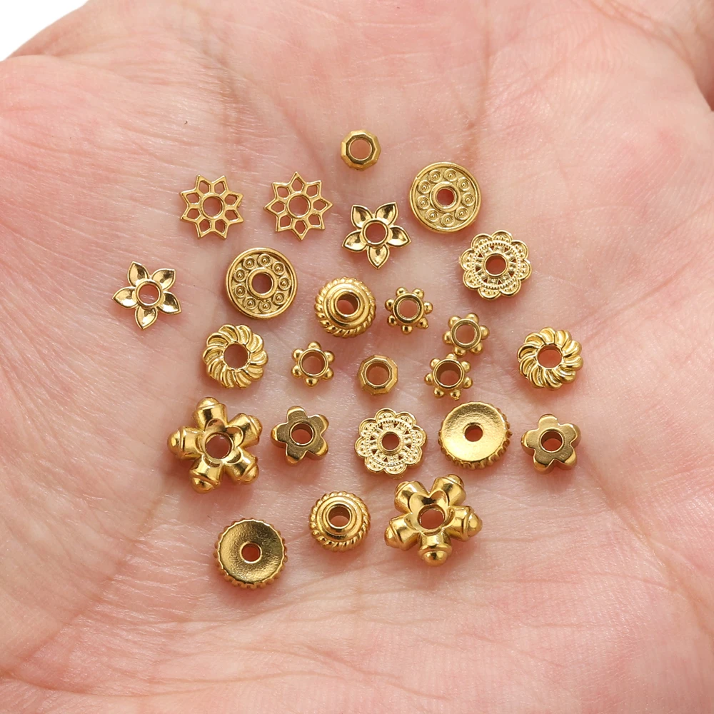 20 قطعة الفولاذ المقاوم للصدأ شقة مستديرة خزر عازل لسوار مجوهرات الذهب فضفاض الخرز Findings بها بنفسك النتائج مجوهرات الاكسسوارات اليدوية #3