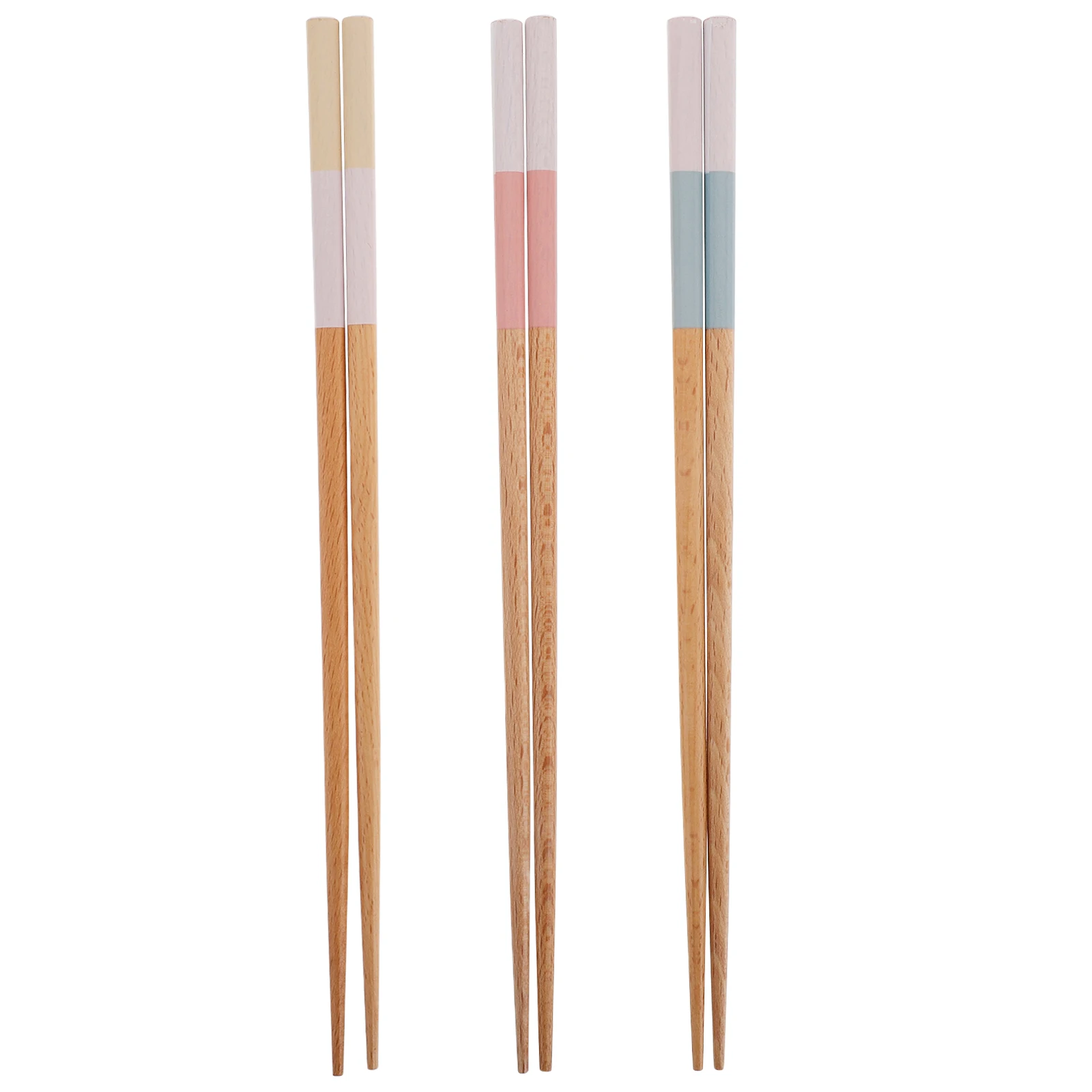 

3 Pairs Japanese Print Chopsticks Reusable Wood Simple Individual Family Cute Long Pointed Tip Design Household Storage