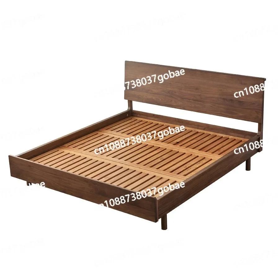 Solid Wood Double Bed, Modern Minimalist Cherry Wood Master Bedroom, Family Wedding Bed, Nordic 2-meter Bed