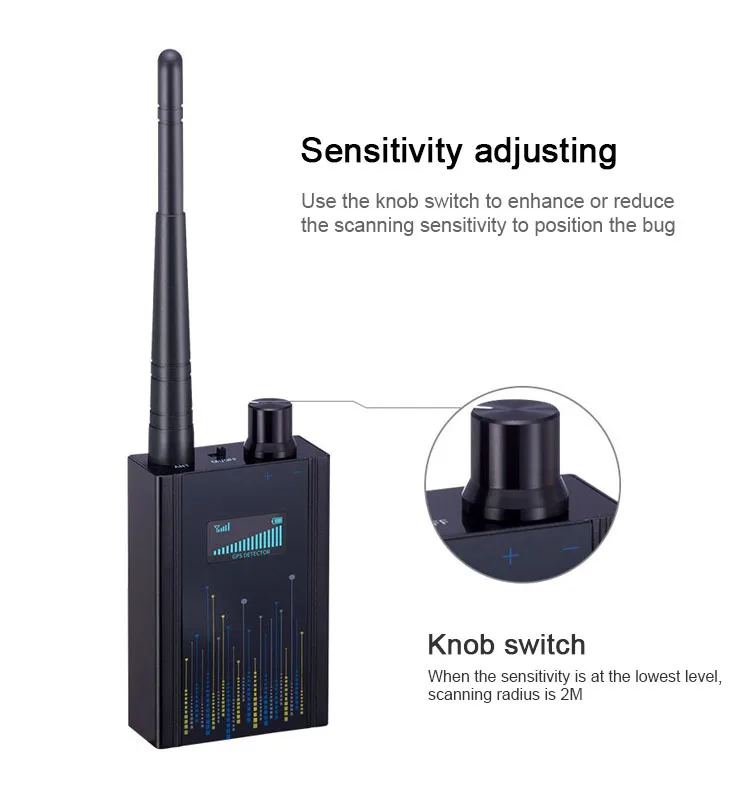 AI Wireless Cell Phone Detector Camera Full Range Signal Black Anti-Spy Finder WiFi RF GSM Device 1-8000 MHz Spy Gadgets Scanner