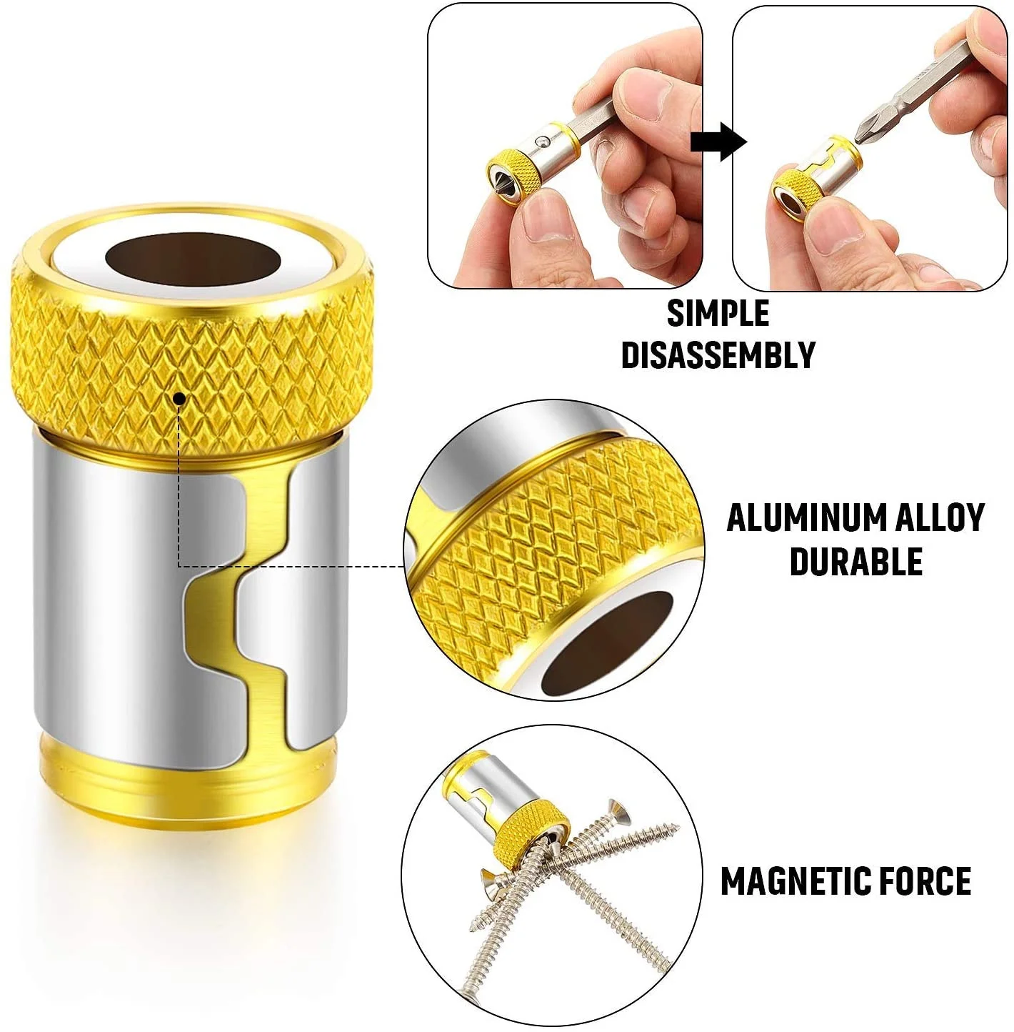 Anello magnetico universale per punta da trapano anticorrosione con gambo da 6.35mm in metallo anticorrosione forte magnete magnetizzatore anello potente