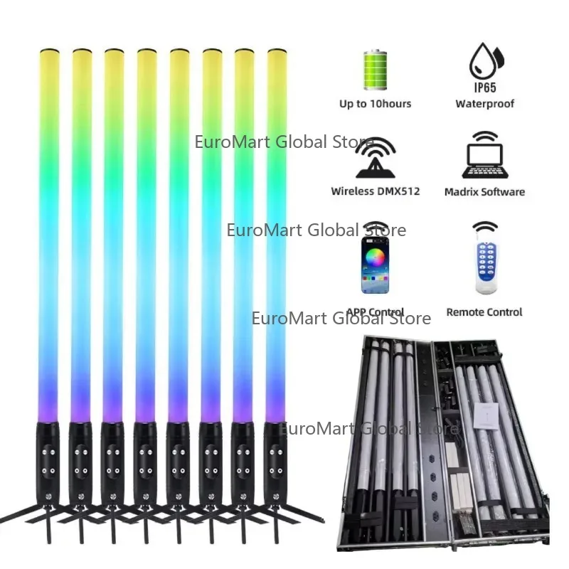 360 Degree Wireless RGBW LED Luminous Pixel Tube Bar Light Full-Color Matrix Light for DJ Landscape Warm White Dance Table Lamp
