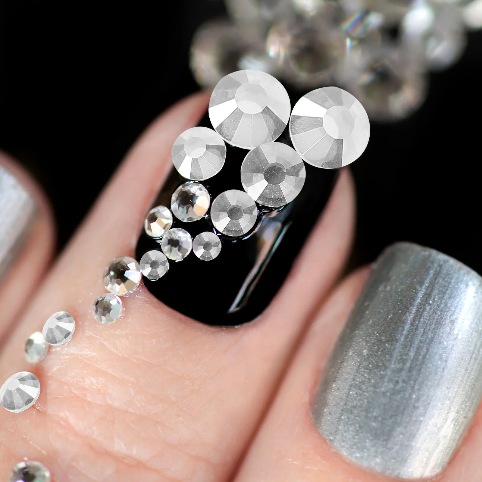 1440Pcs Nail Art Rhinestone Charms DIY Manicure Decorations Flatback Rhinestone Stick on Gems Stick on Gems Nail Art Ornaments