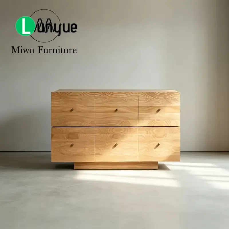 Modern 2 Piece Bedroom Furniture Set Natural Oak Wood Chest of Drawers and Bedside Table for Hotel Living Room Apartment Side