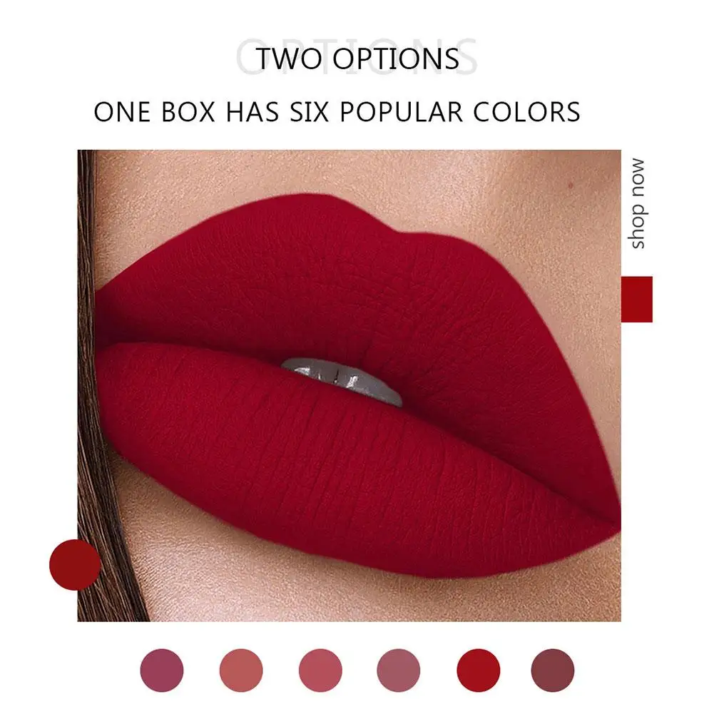 6Pcs/Box Makeup Lipstick Liquid Set Velvet Matte Gloss Lip Red Lipstick Nude Women Long Lasting Waterproof Beauty Cosmetic Kit