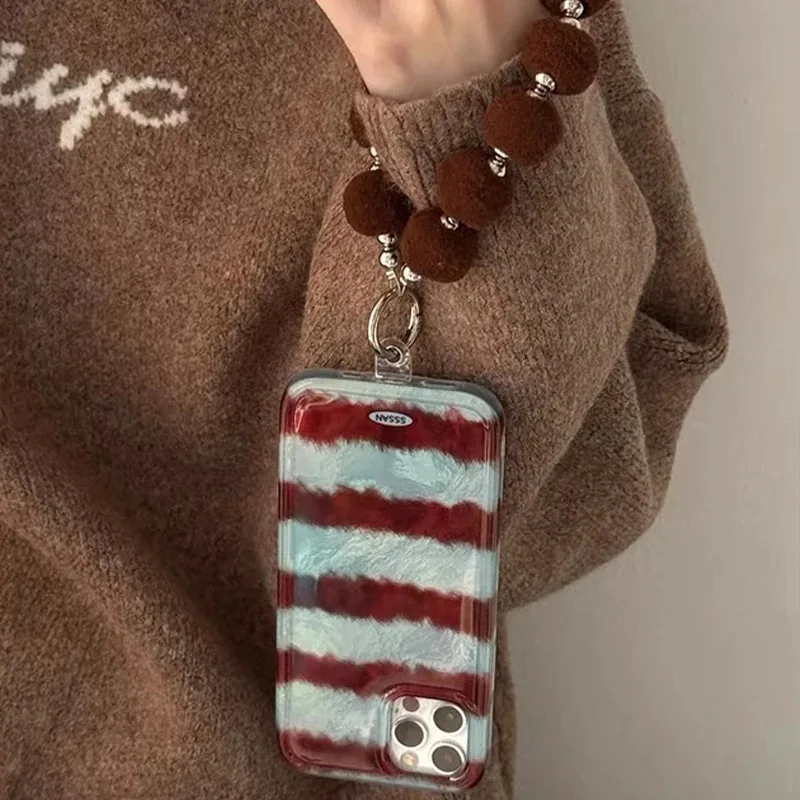 

Perforated vortex shell, personalized striped phone case with chain for iPhone 11 12 13 14 15 16 pro max