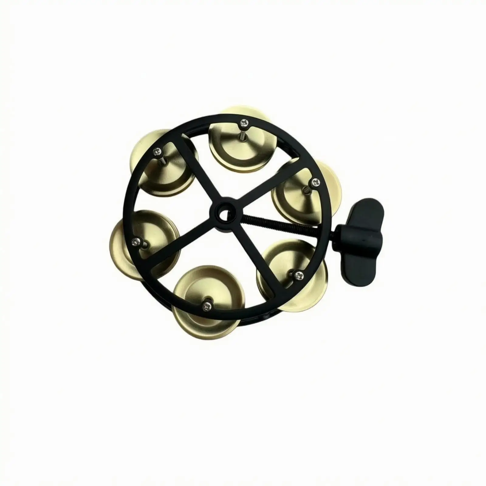 Metal Cymbal Bell with Mounting Clamp Zinc Alloy Round Frame Six Jingle Bells for Percussion Practice Stage Gigs
