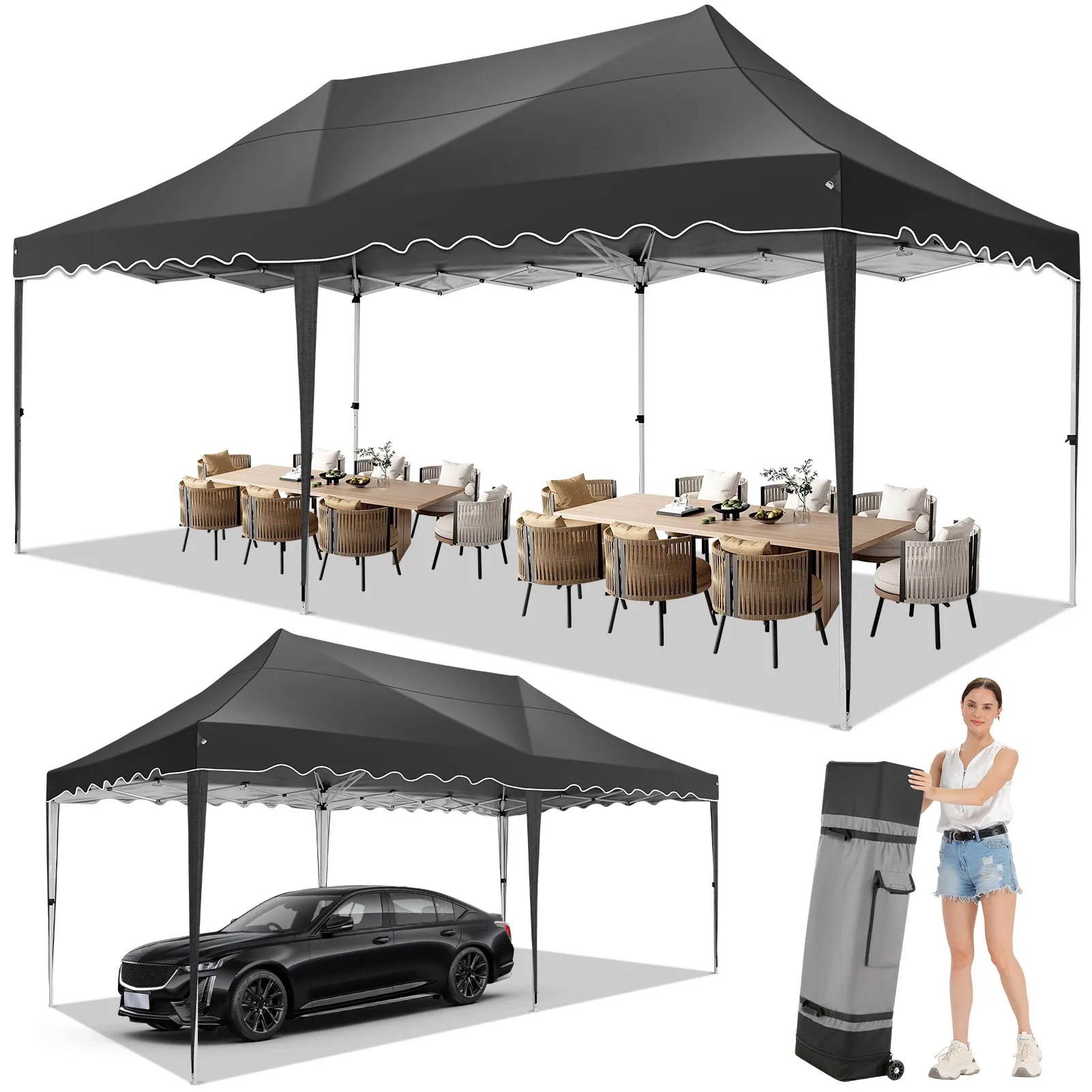 10x20 Pop Up Canopy Tent, Outdoor Easy Up Canopy Party Tent, Waterproof Portable Enclosed Commercial Event Tent Gazebo