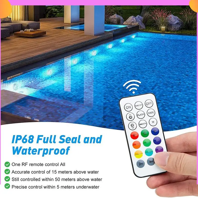 

A23P Submersible LED Pool Light Waterproof Pool Light Underwater With Remote RF