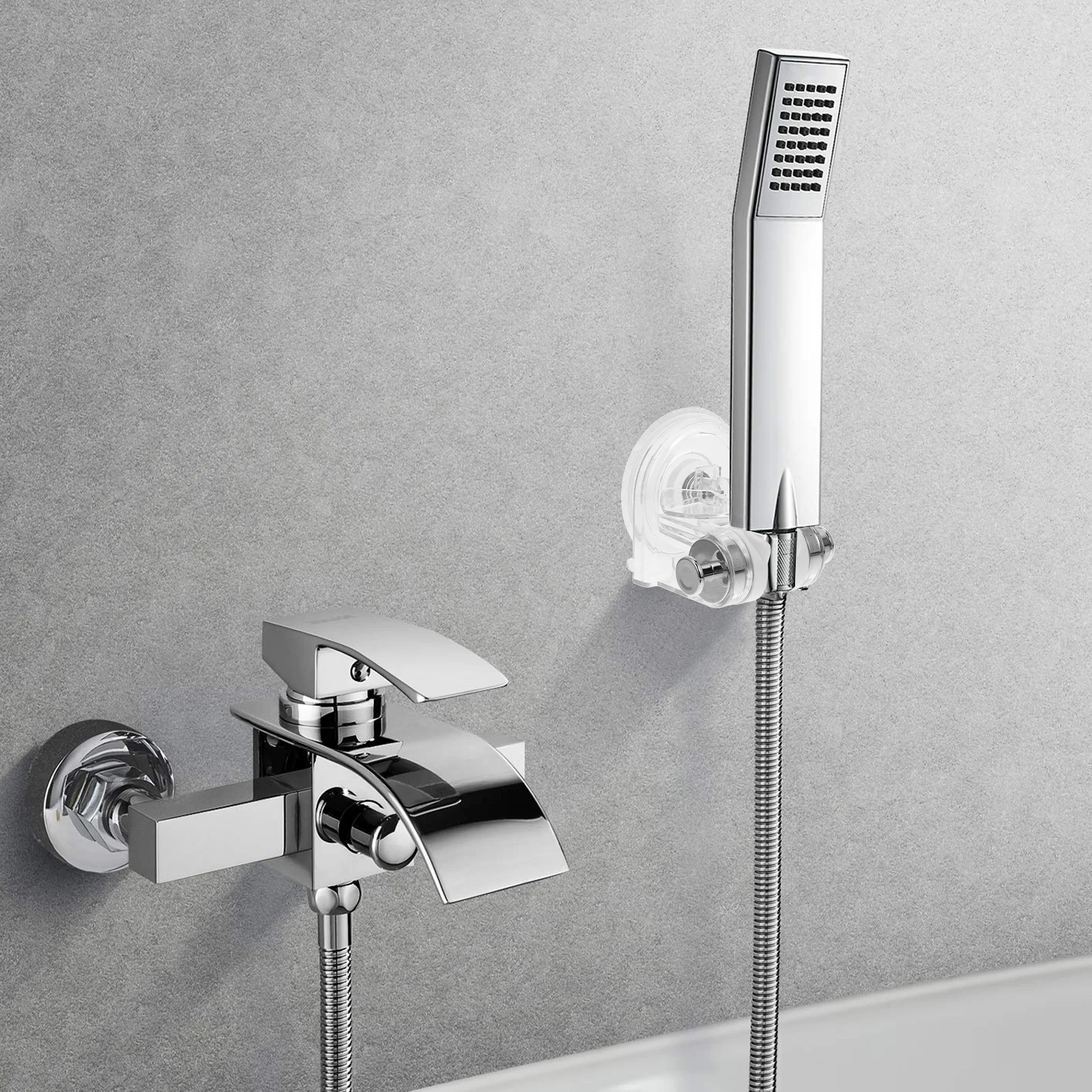 

Wall Handle Holder Small Mount Fixed Head Bathroom Accessory Non-Drilling Strong Bearing Capacity Easy Install Classic Style