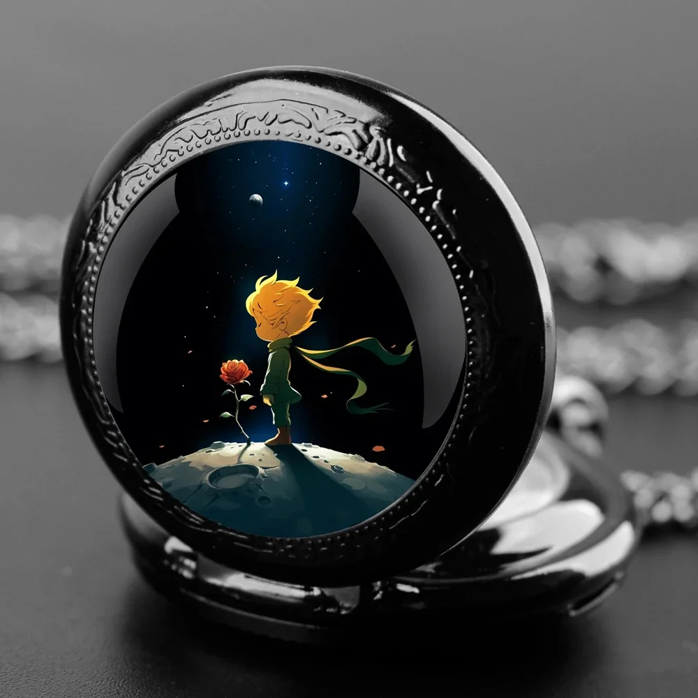 ساعة جيب على شكل قبة زجاجية من برينس آند روز مع سلسلة وقلادة كوارتز عتيقة هدية للرجال والنساء #3