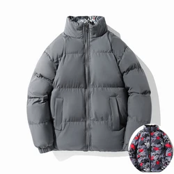 Men Winter Double-sided Fluffy Jacket Streetwear Harajuku Style Oversize Padded Bubble Coat Large Size 8XL Black Outerwear Male