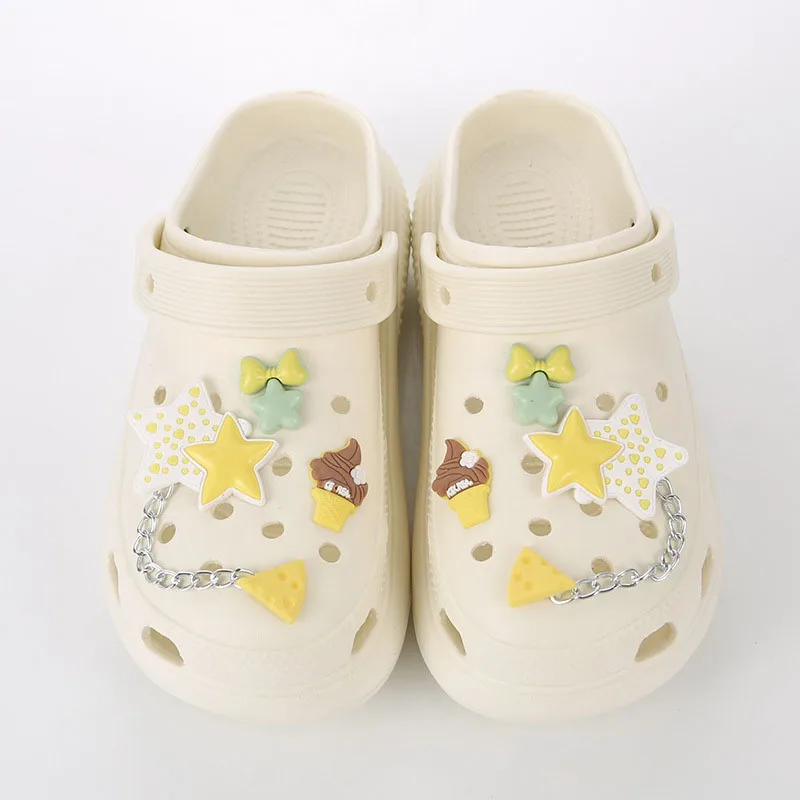 Cartoon Ice Cream Star Shoe Charms for Clogs Accessories DIY Cute Fruit Shoe Decoration Slide Sandals Garden Shoe Buckle Gifts