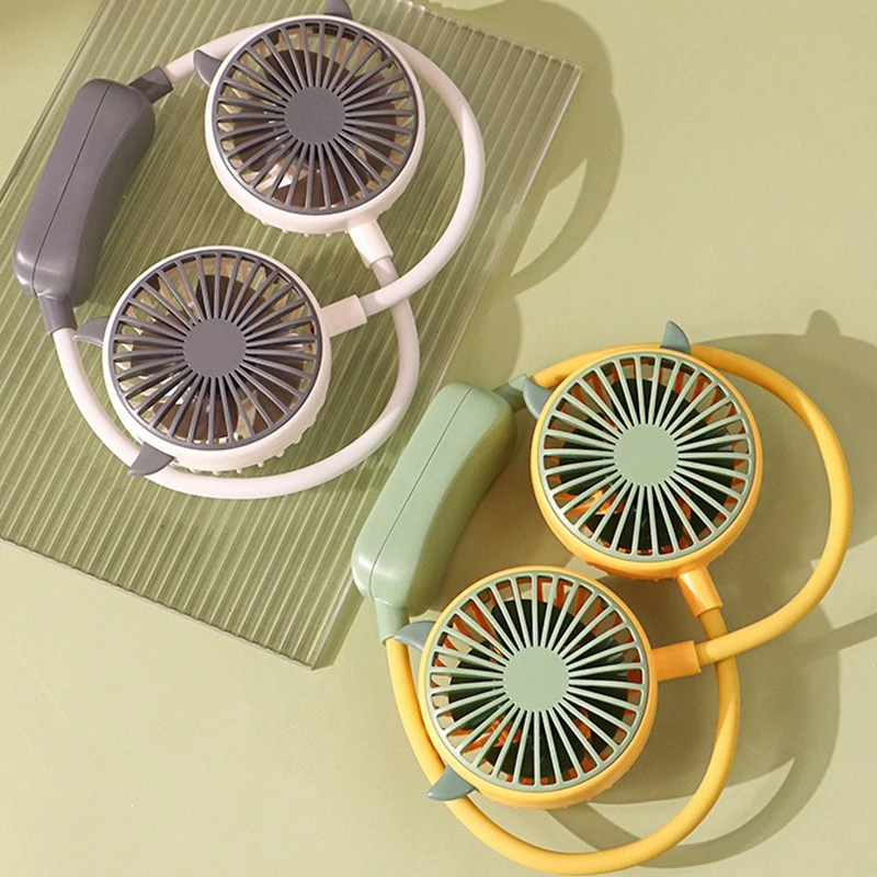 

USB-регулируемый кондиционер, носимый шейный ремешок, уличный портативный перезаряжаемый вентилятор воздушного охлаждения, мини-подвесной шейный вентилятор