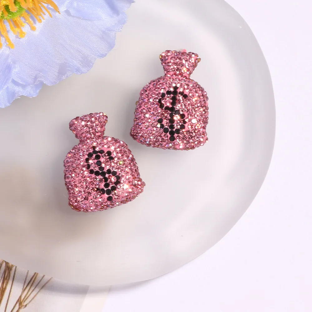 

4pcs Luxury Bling Pink Blue Dollar Sign Money Bag Bow Butterfly Bear Lip Junk Phone Case Ipadcase Makeup Mirrow Decoration Charm