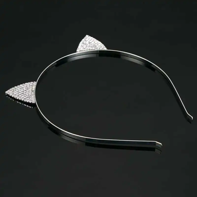 Cute and cute Cat's ears (Steamed cat-ear shaped bread) headband High grade hair accessories Temperament diamond set hair clip r