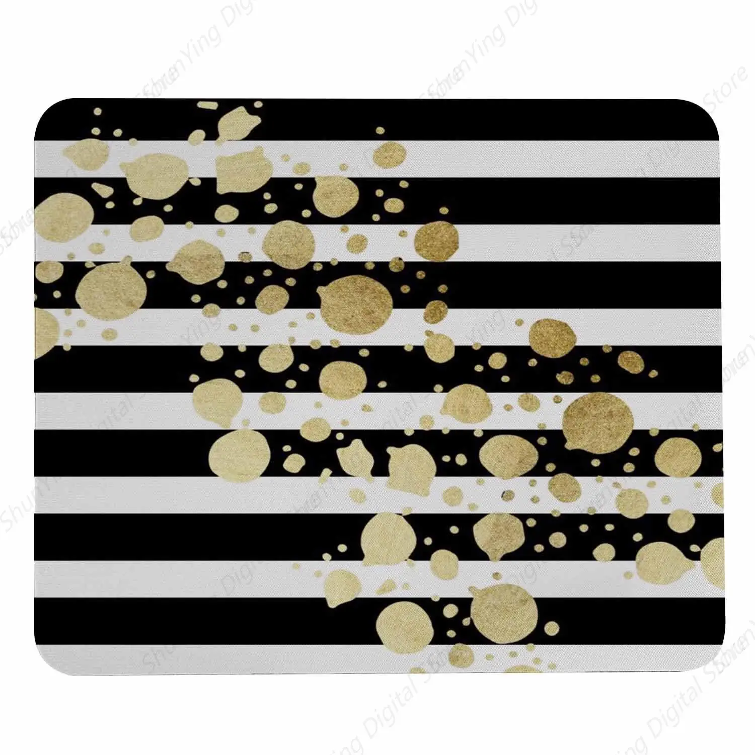 

Mouse Pad With Golden Polka Dots Black And White Stripes Office Mouse Pad Gaming Computer Mouse Pad 25*30cm