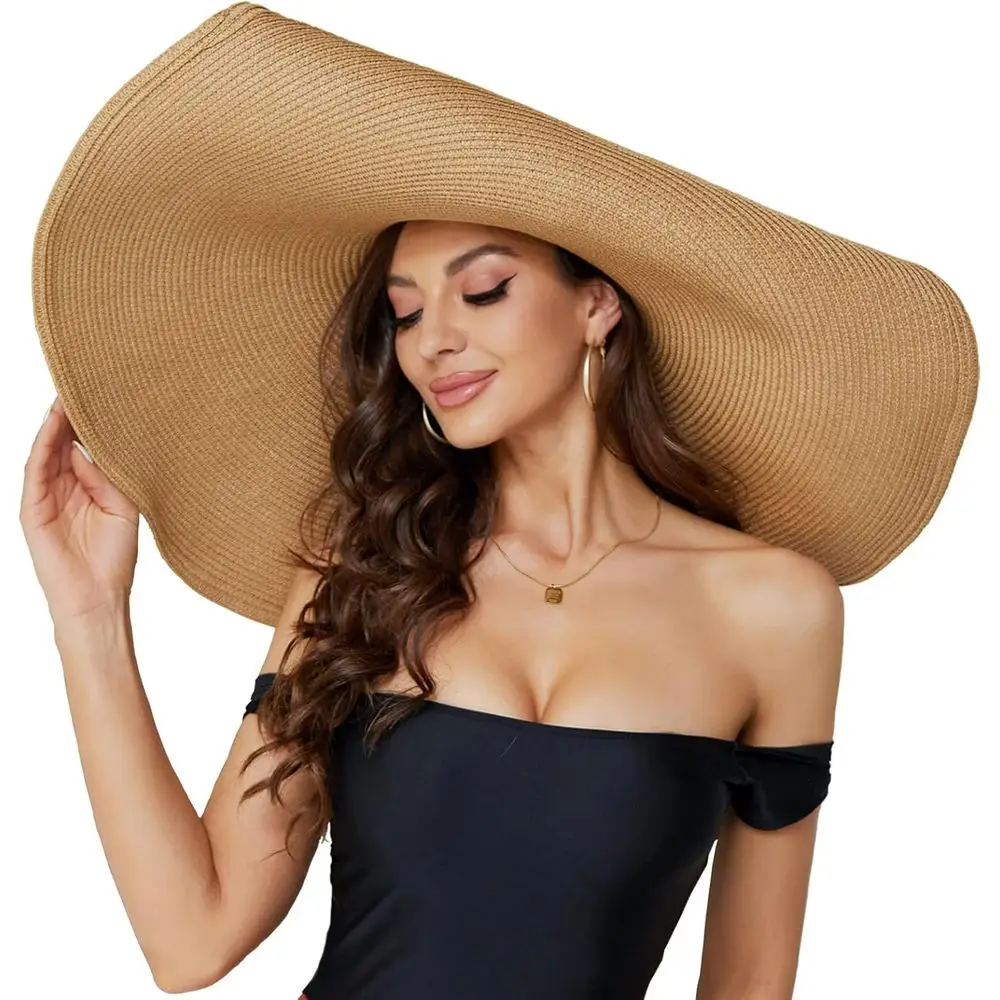 

Women's Large Brim Roll-Up Sun Hat, Handmade Wide Visor for Summer Beach Style