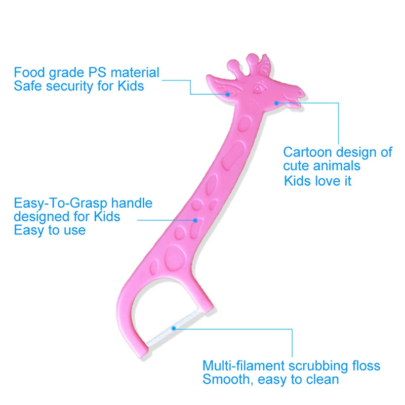 Tusuk gigi anak-anak, 40 buah Floss empat bentuk hewan kartun tusuk gigi Interdental alat pembersih gigi tongkat benang Super tipis