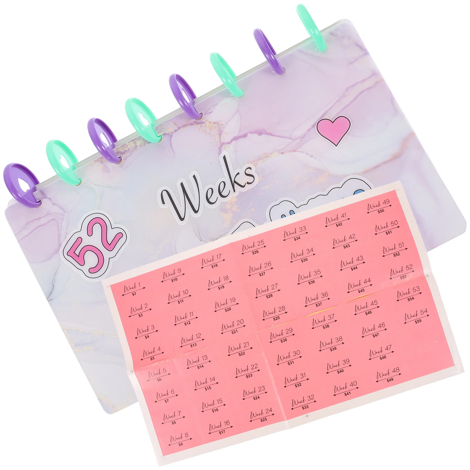 Savings Challenge Printable Loose Leaf Book Cash Budget Binder Envelope Pp Stickers for Pouches