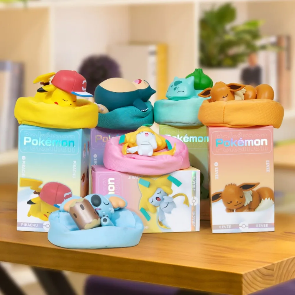 

6 Styles Pokemon Starry Dream Pikachu Bulbasaur Eevee Snorlax Jirachi Komala Sleeping Anime Figures PVC Toys Kawaii