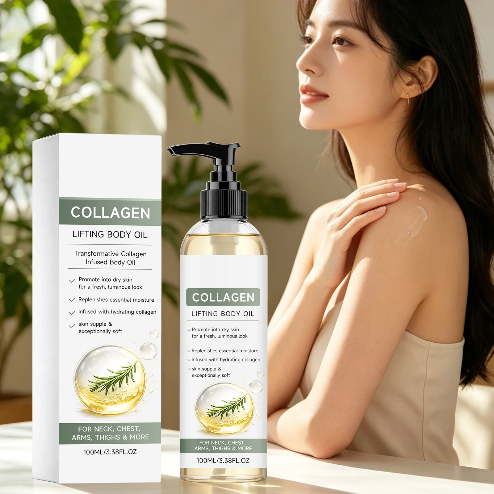 Collagen Body Oil Non-Greasy Lifting Firming Moisturizing Nourishing Dry Skin Smooth Hydrating Massage Oil Anti Aging Skin Care