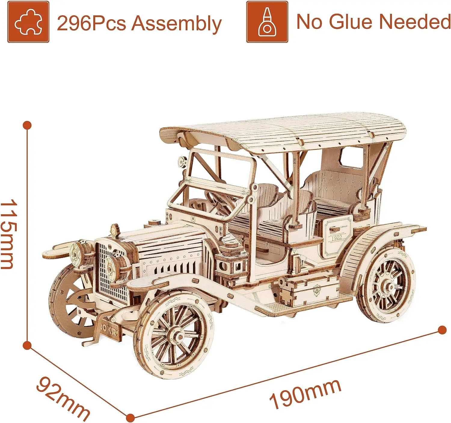 Robotime Rokr Houten Model Kit 3d Puzzel Auto Model Bouwkits Vintage Auto Voor Volwassen Kerst Verjaardagscadeaus